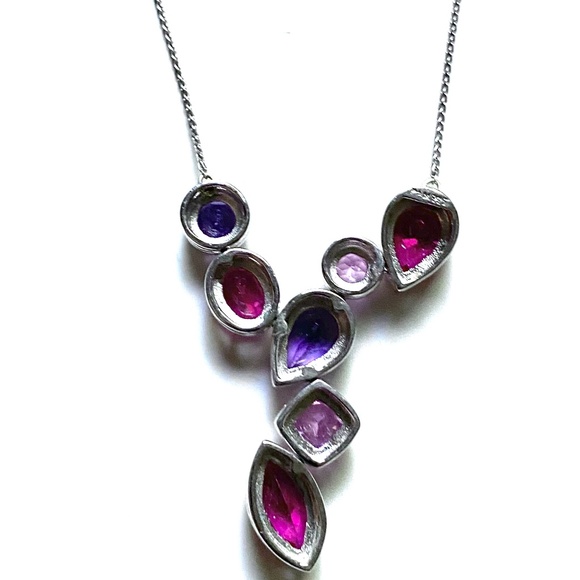 Sterling Silver Multi Stone Drop Necklace - Picture 2 of 7